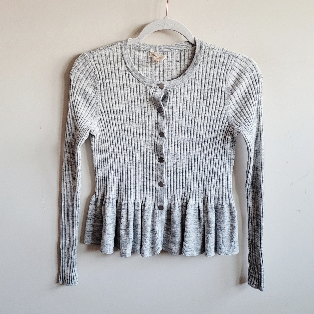 Rebecca Peplum Ribbed Cardigan Sweater - Picture 1 of 7